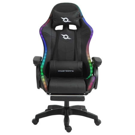PowerGaming LED RGB Haut-parleur Massage Repose-pieds Noir 120kg Chaise