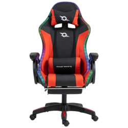 PowerGaming LED RGB avec Haut-parleur Bluetooth, Massage et Repose-pieds Noir+Rouge 120kg Chaise gaming