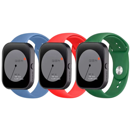 Pack x3 Bracelet en silicone Elgance pour CMF by Nothing Watch Pro 22mm Bleu foncé, rouge et vert