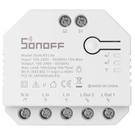 Sonoff Dual R3 Lite Blanc WiFi Interrupteur connecté