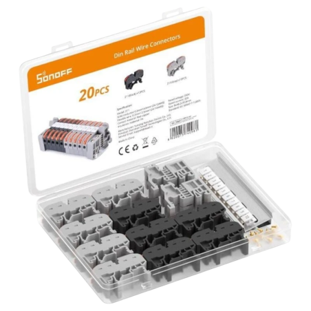 Sonoff 211 Gris Connecteur de câbles pour rail DIN Pack de 20 unités
