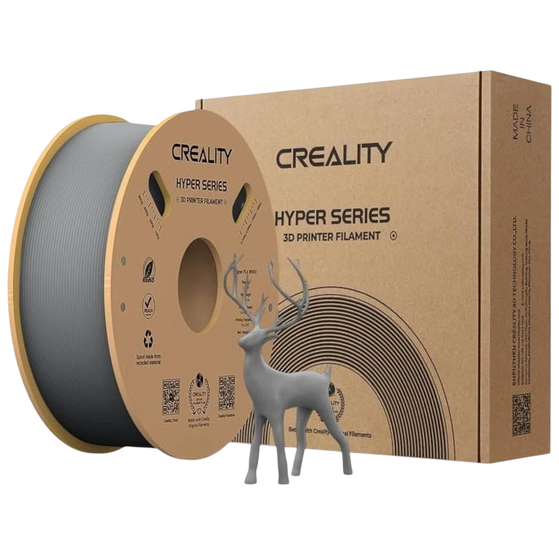 Creality Hyper PLA Filament Gris - 1.75mm - Impression à haute vitesse jusqu'à 600mm/s - Bobine de 1kg