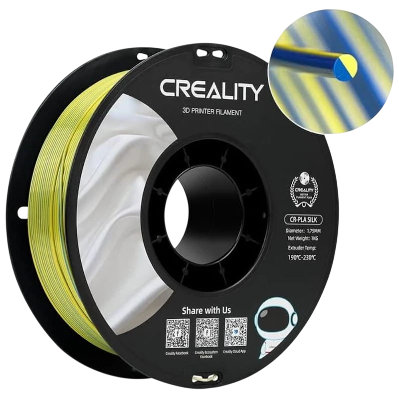 Filament Creality PLA CR-Silk Jaune et bleu - 1,75 mm - Bobine de 1 kg
