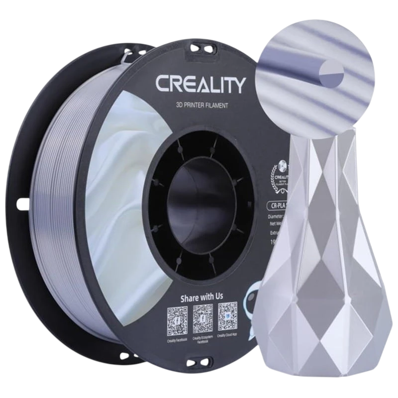 Filament Creality PLA CR-Silk Argent - 1,75 mm - Bobine de 1 kg