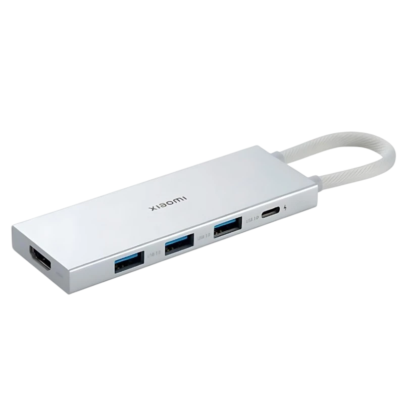 Xiaomi 5-in-1 Type-C USB-C +USB 3.0x3+HDMI Argent PD 100W Hub USB