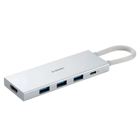 Xiaomi 5-in-1 Type-C USB-C +USB 3.0x3+HDMI Argent PD 100W Hub USB