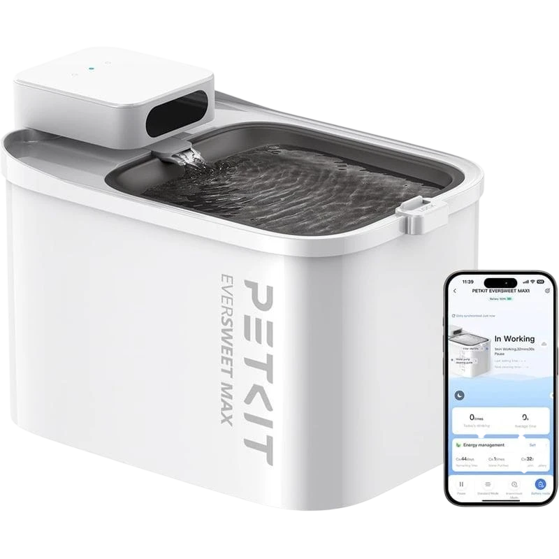 PETKIT Eversweet MAX (UVC）3L Fontaine pour Chats Sans Câble acier inoxydable sans fil
