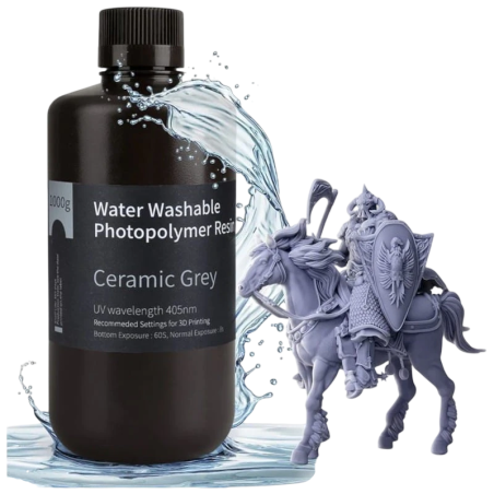 ELEGOO Résine Lavable Grise à l'Eau pour Imprimantes 3D à Résine LCD - 1KG
