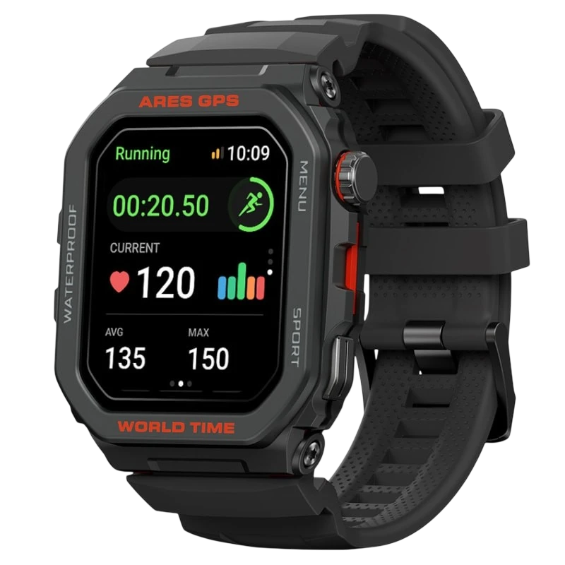 Zeblaze Ares Noir 1,75 pouces IPS GPS 14 jours +60 sports 3ATM Smartwatch