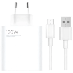 Chargeur rapide Xiaomi 120 W HyperCharge Combo USB Type-A Blanc + Câble USB-A vers USB-C