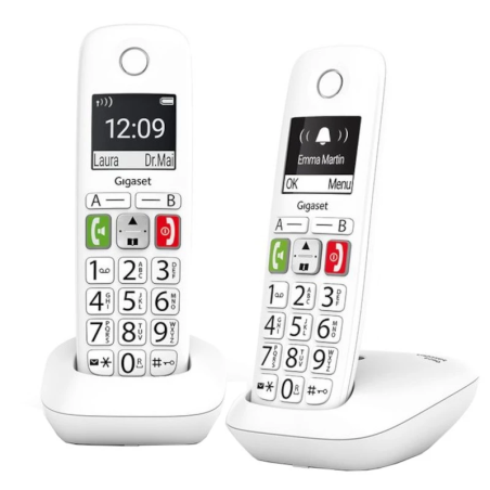 Gigaset E290 Duo DECT/analogique Blanc identification de l'appelant mains libres 10h de conversation Téléphone sans fil
