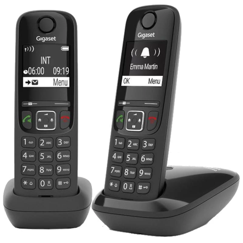 Gigaset AS690 Duo DECT/analogique Noir identification de l'appelant mains libres 14h de conversation Téléphone sans fil