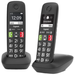 Gigaset E290 Duo DECT/analogique Noir identification de l'appelant mains libres 10h de conversation Téléphone sans fil