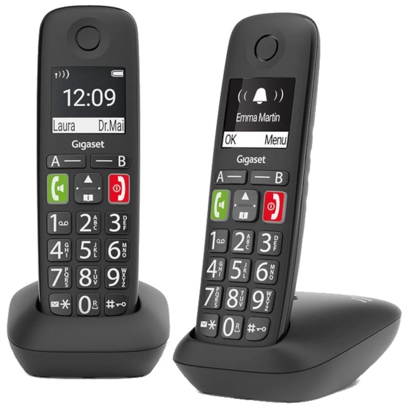 Gigaset E290 Duo DECT/analogique Noir identification de l'appelant mains libres 10h de conversation Téléphone sans fil
