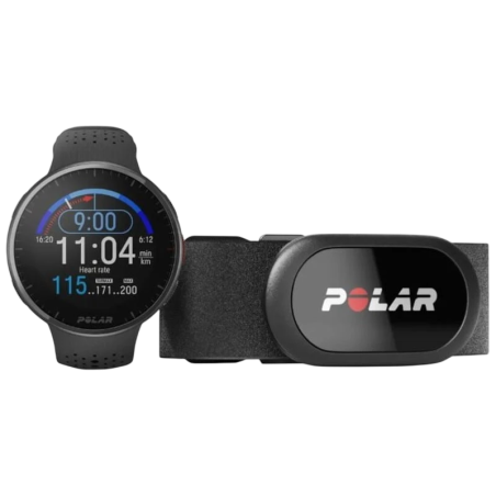 Polar Pacer Pro Gris 1,2 pouces MIP GPS 7 jours Smartwatch + Ceinture thoracique H10