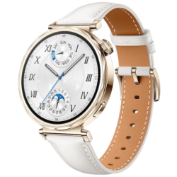 Huawei Watch GT5 41 mm Bracelet Cuir Blanc 1,32 pouces AMOLED GPS 7 jours +100 sports 5ATM IP69K