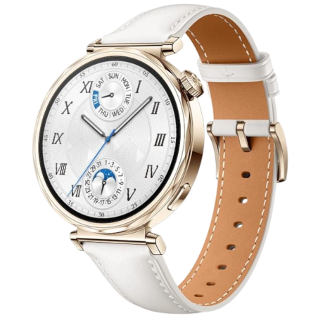 Huawei Watch GT5 41 mm Bracelet Cuir Blanc 1,32 pouces AMOLED GPS 7 jours +100 sports 5ATM IP69K
