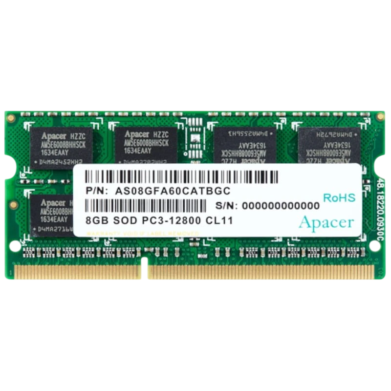 Apacer AS08GFA60CATBGJ 8GB DDR3 1600 MHz CL11 SODIMM Mémoire RAM