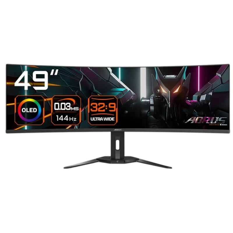 Gigabyte Aorus CO49DQ Noir 49 pouces DQHD OLED 144Hz 3ms FreeSync Premium Pro incurvé UltraWide Écran