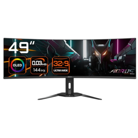 Gigabyte Aorus CO49DQ Noir 49 pouces DQHD OLED 144Hz 3ms FreeSync Premium Pro incurvé UltraWide Écran