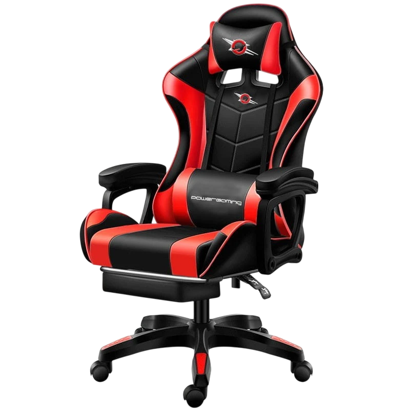 PowerGaming Noir/Rouge avec Repose-pieds 120kg Chaise gaming