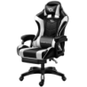 PowerGaming Noir/Blanc avec Repose-pieds 120kg Chaise gaming
