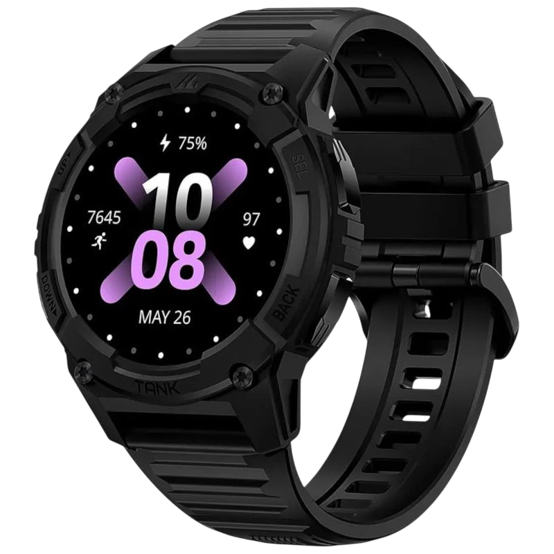 KOSPET Tank S2 Noir 1,32 pouces AMOLED GPS 10 jours +170 sports 5ATM IP69K Smartwatch