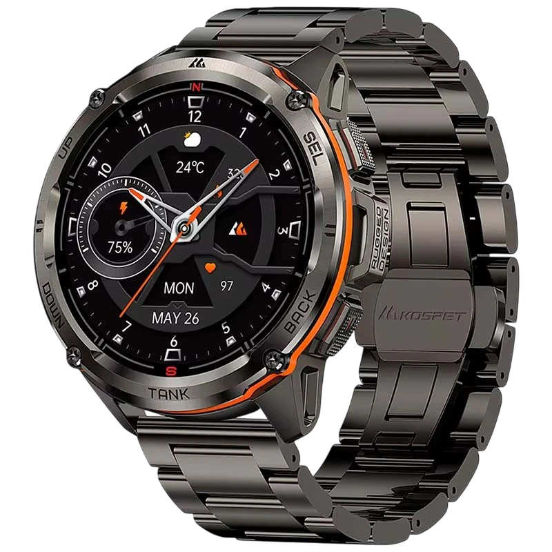 KOSPET Tank T3 Ultra Noir Édition Spéciale 1,43 pouces AMOLED GPS 15 jours +170 sports 5ATM IP69K Smartwatch