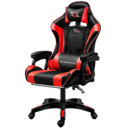 Chaise Gaming PowerGaming avec Haut-parleur Bluetooth e Massage Rouge