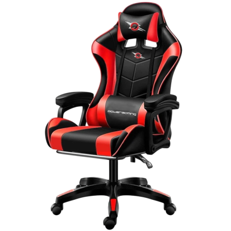 Chaise Gaming PowerGaming avec Haut-parleur Bluetooth e Massage Rouge