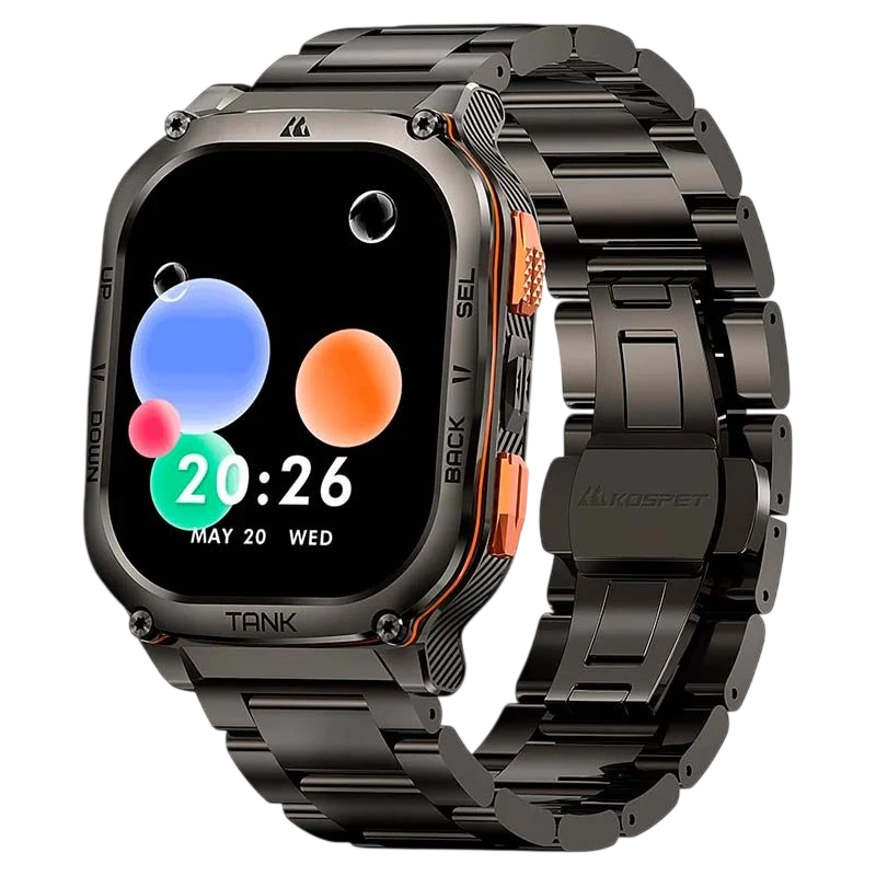 KOSPET Tank M3 Ultra Noir Édition Spéciale 1,96 pouces AMOLED GPS 15 jours +170 sports 5ATM IP69K Smartwatch