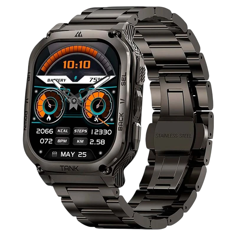 KOSPET Tank M3 Noir Édition Spéciale 1,96 pouces AMOLED 15 jours +170 sports 5ATM IP69K Smartwatch