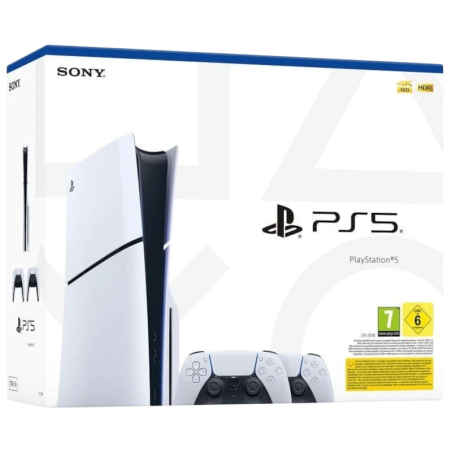 Sony PlayStation 5 Slim 1 To + 2 manettes DualSense Blanc