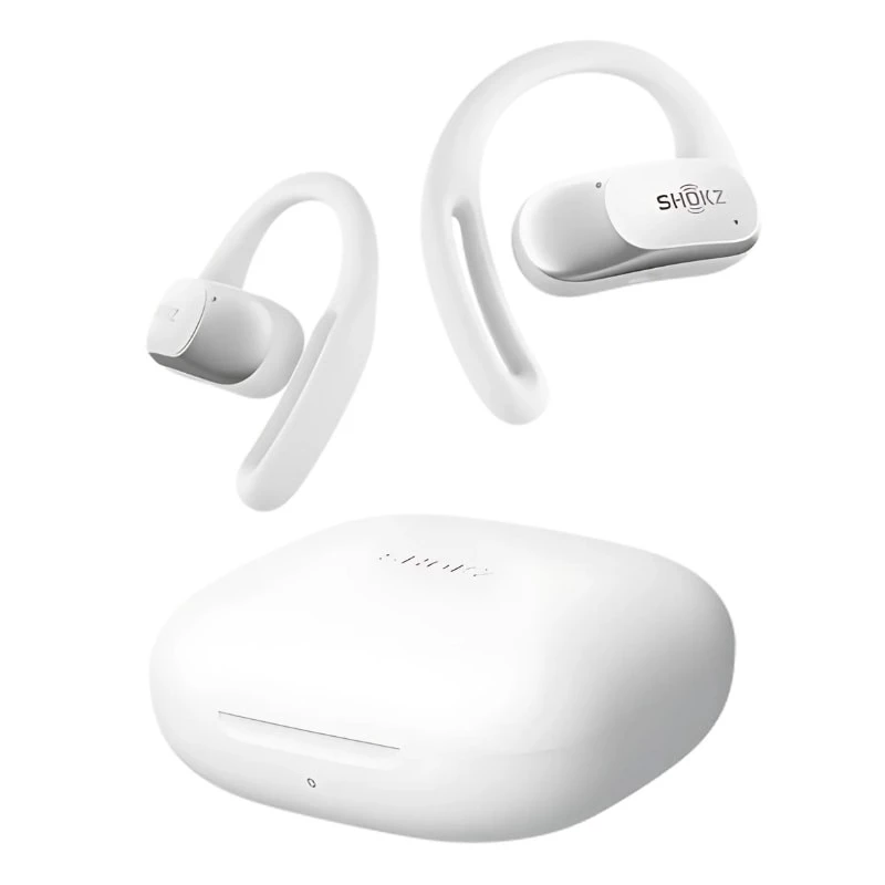 Shokz OpenFit Air Blanc Open-Ear Bluetooth 5.2 IP54 Multipoint Écouteurs sans fil