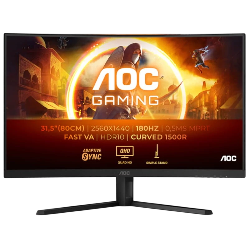 AOC G4 CQ32G4VE Noir 32 pouces 2K VA 180Hz 0,5ms incurvé Écran
