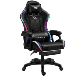PowerGaming LED RGB Noir avec Repose-pieds 120kg Chaise gaming