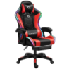 PowerGaming LED RGB Rouge/Noir avec Repose-pieds 120kg Chaise gaming