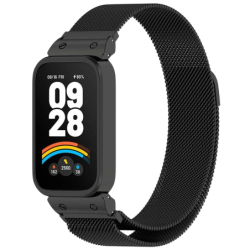 Bracelet Milanais Magnétique Xiaomi Mi Smart Band 9 Active / Redmi Smart Band 3 Noir