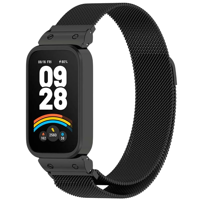 Bracelet Milanais Magnétique Xiaomi Mi Smart Band 9 Active / Redmi Smart Band 3 Noir