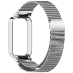 Bracelet Milanais Magnétique Xiaomi Mi Smart Band 9 Active / Redmi Smart Band 3 Argentée