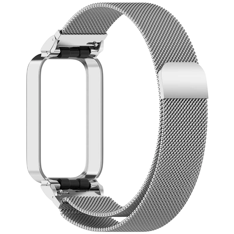 Bracelet Milanais Magnétique Xiaomi Mi Smart Band 9 Active / Redmi Smart Band 3 Argentée