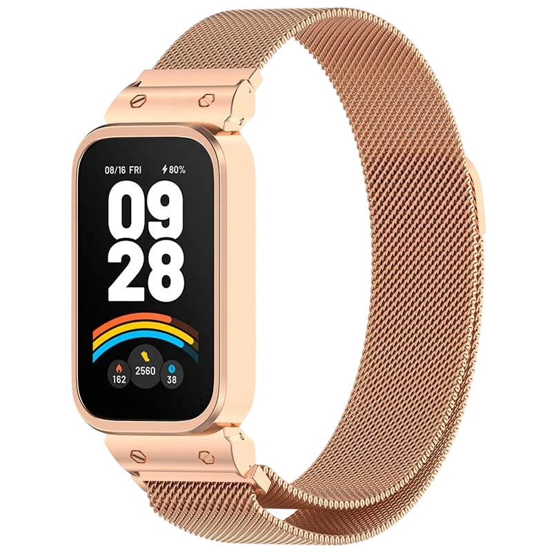 Bracelet Milanais Magnétique Xiaomi Mi Smart Band 9 Active / Redmi Smart Band 3 Dorée Rose