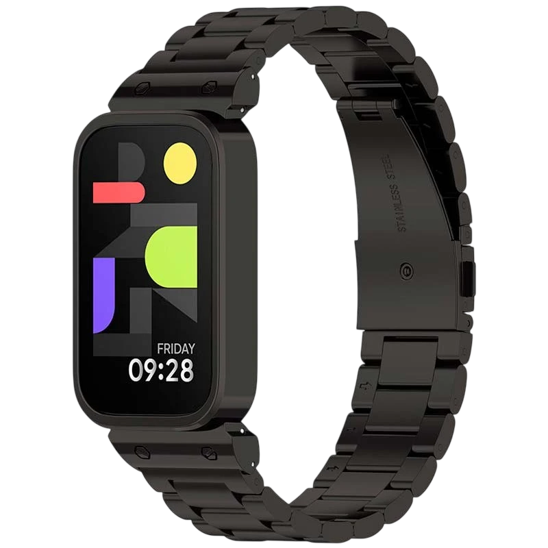 Bracelet Métal Maillons Xiaomi Mi Smart Band 9 Active / Redmi Smart Band 3 Noir