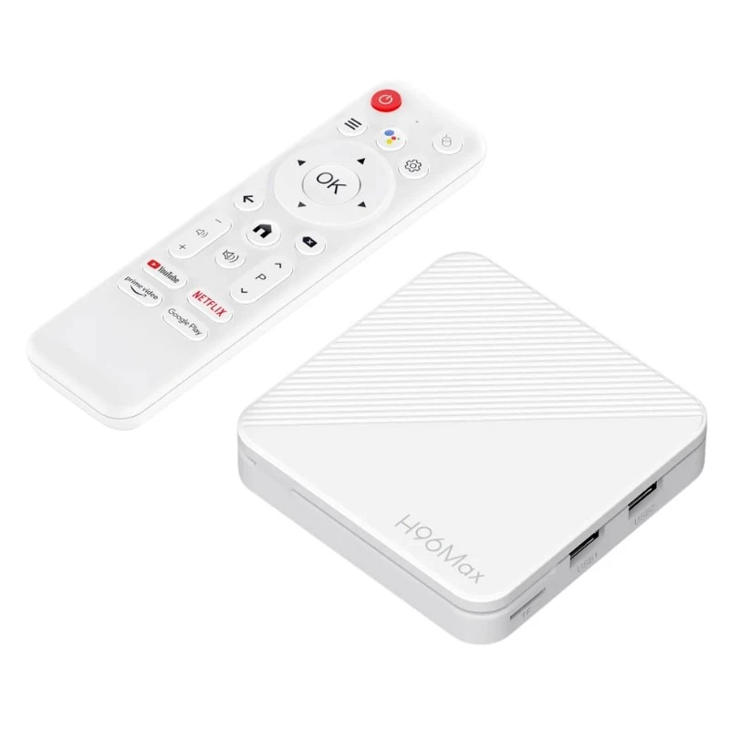 H96 Max H313 2GB/16GB Blanc Android 14 4K WiFi 6 Bluetooth Gigabit TV Box