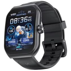 Kumi KU7 Noir 1,96 pouces AMOLED 5 jours +100 sports IP68 Montre connectée