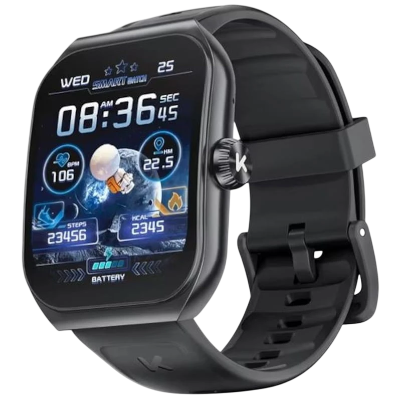 Kumi KU7 Noir 1,96 pouces AMOLED 5 jours +100 sports IP68 Montre connectée
