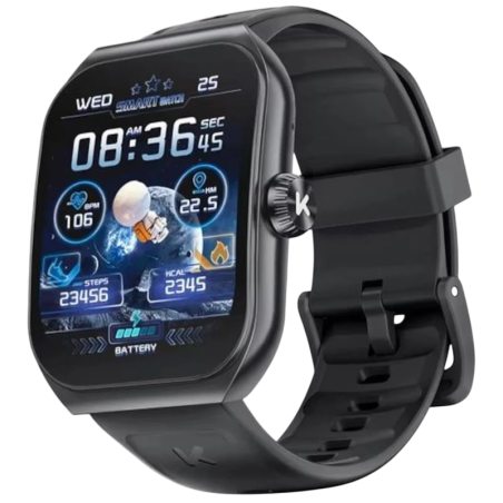 Kumi KU7 Noir 1,96 pouces AMOLED 5 jours +100 sports IP68 Montre connectée