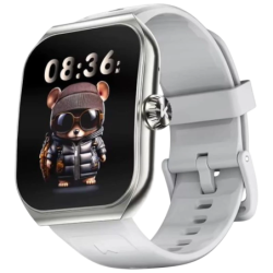 Kumi KU7 Argent 1,96 pouces AMOLED 5 jours +100 sports IP68 Smartwatch