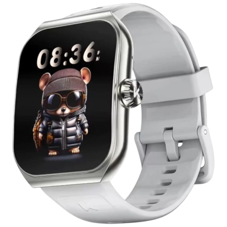 Kumi KU7 Argent 1,96 pouces AMOLED 5 jours +100 sports IP68 Smartwatch