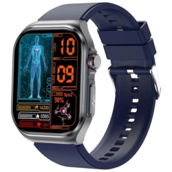 Hello ET585 Silicone Bleu 2,04 pouces AMOLED NFC 10 jours +130 sports IP68 - Montre connectée